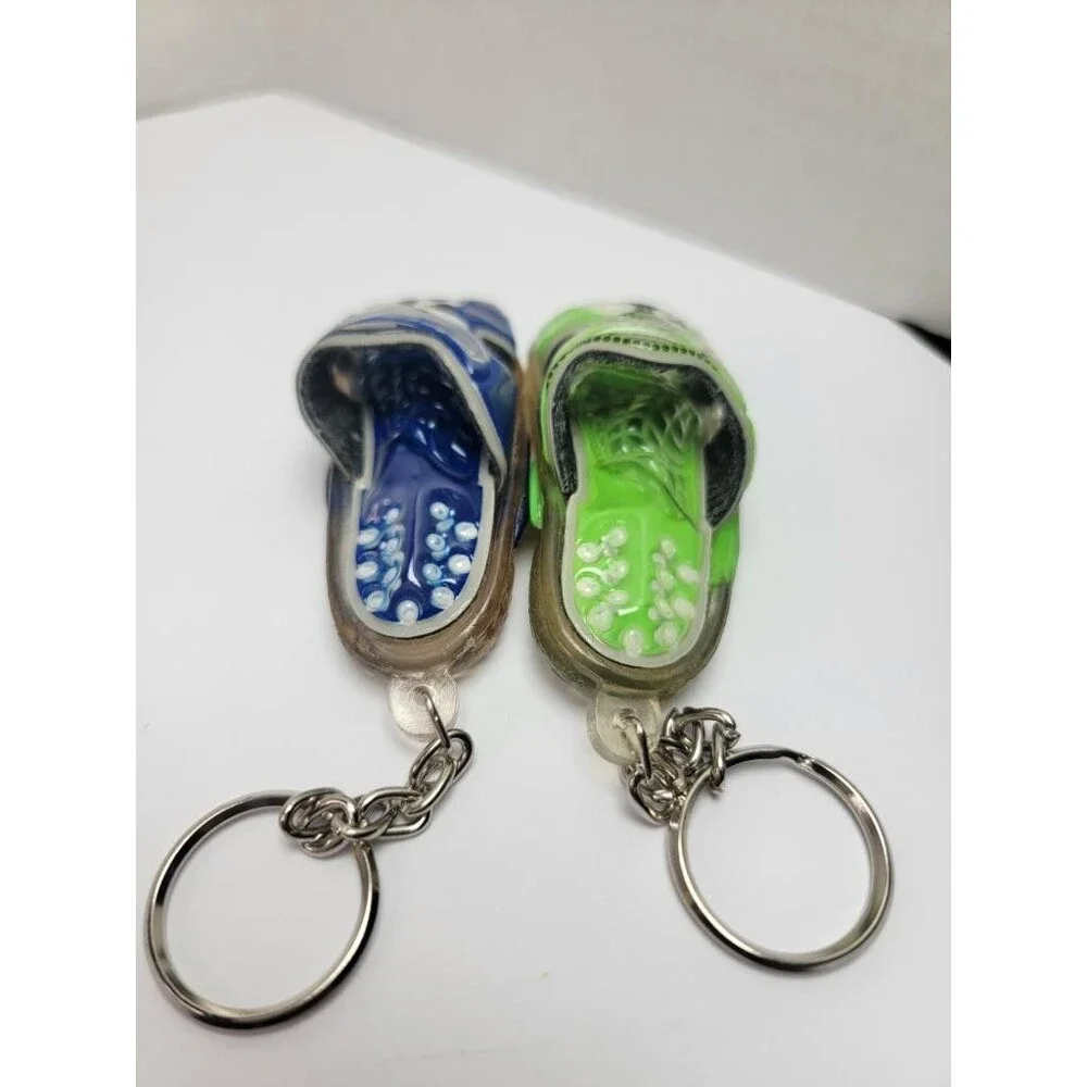 Rider Sandals Keychains Lot of 2 Blue and Green Slide Sandal Keyrings